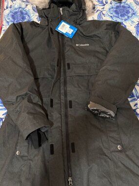 NWT Columbia Women’s Long Down Winter Parka Coat Faux Fur Hood Size L